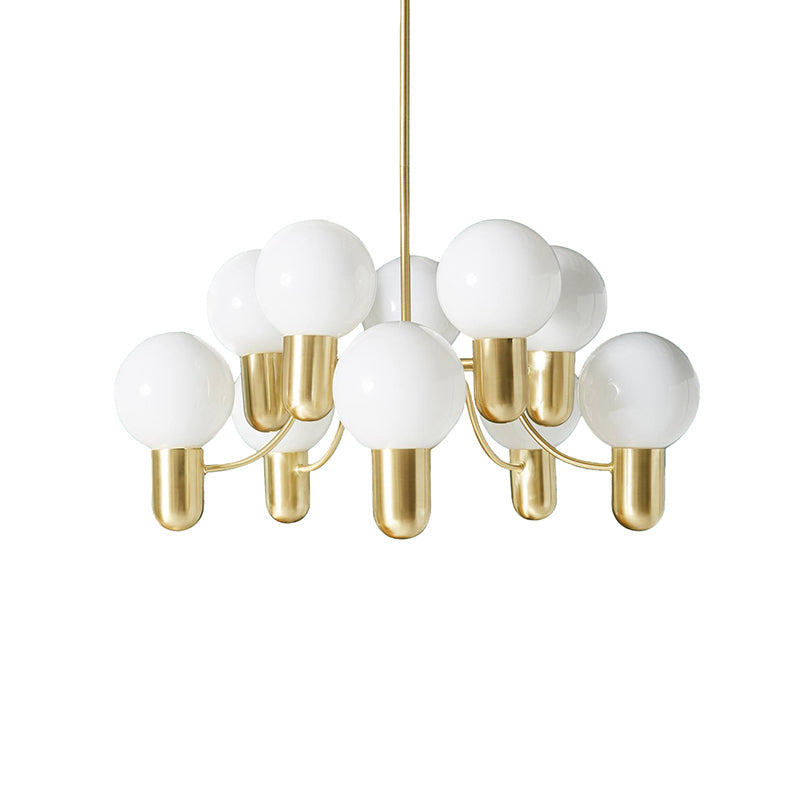 Asymmetrical Chandelier | Iron & Glass | Gold & Black, 10 Bulbs