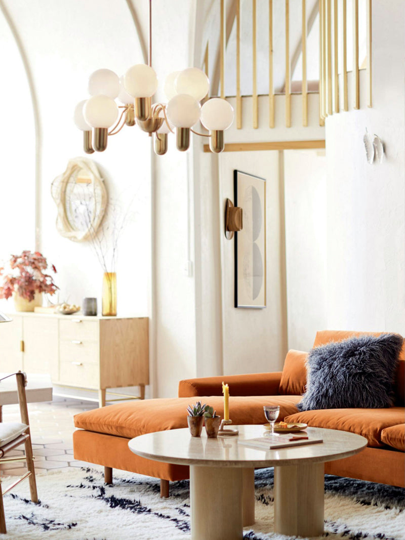 Asymmetrical Chandelier | Iron & Glass | Gold & Black, 10 Bulbs