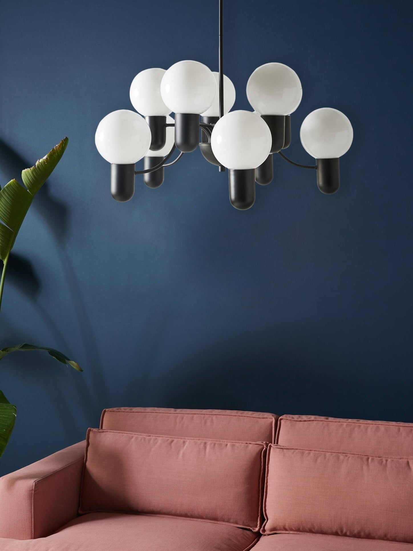 Asymmetrical Chandelier | Iron & Glass | Gold & Black, 10 Bulbs