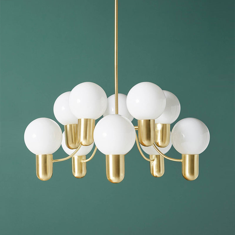 Asymmetrical Chandelier | Iron & Glass | Gold & Black, 10 Bulbs