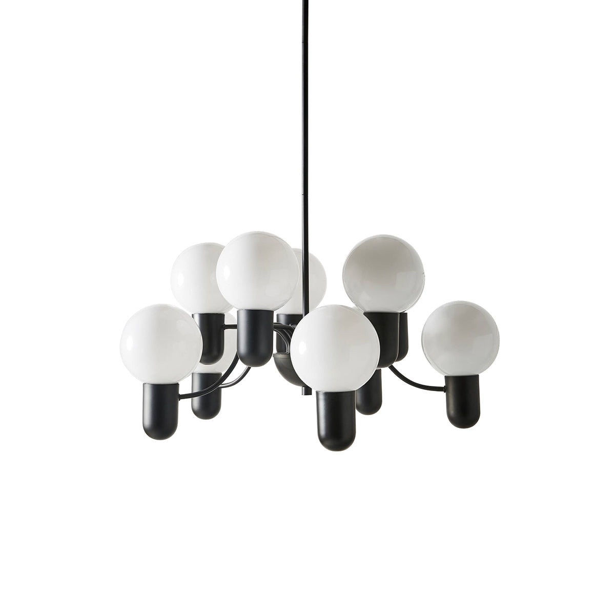 Asymmetrical Chandelier | Iron & Glass | Gold & Black, 10 Bulbs