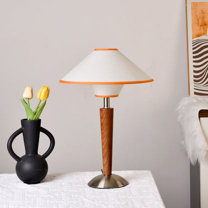 Talonwood Table Lamp | Walnut Wood & Fabric Shade | 30cm Diameter
