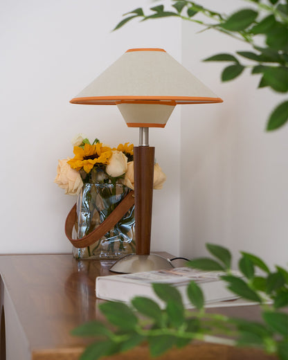 Talonwood Table Lamp | Walnut Wood & Fabric Shade | 30cm Diameter