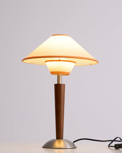 Talonwood Table Lamp | Walnut Wood & Fabric Shade | 30cm Diameter