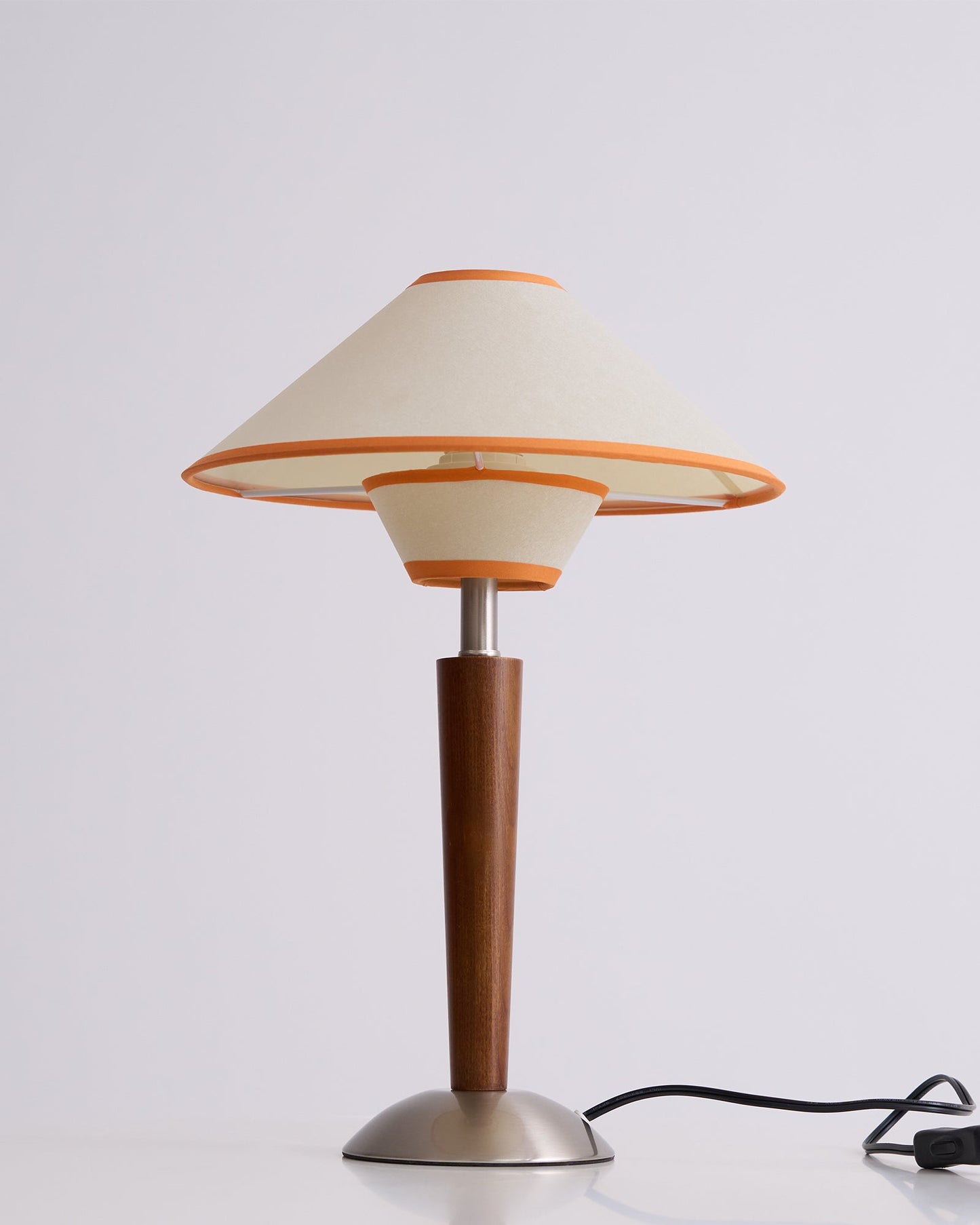Talonwood Table Lamp | Walnut Wood & Fabric Shade | 30cm Diameter