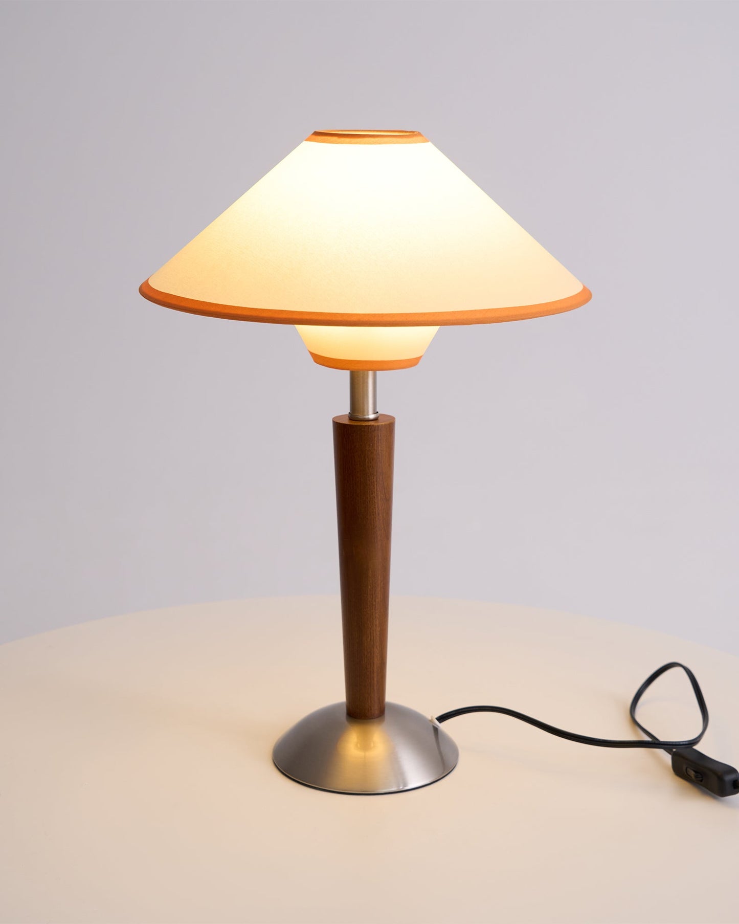 Talonwood Table Lamp | Walnut Wood & Fabric Shade | 30cm Diameter