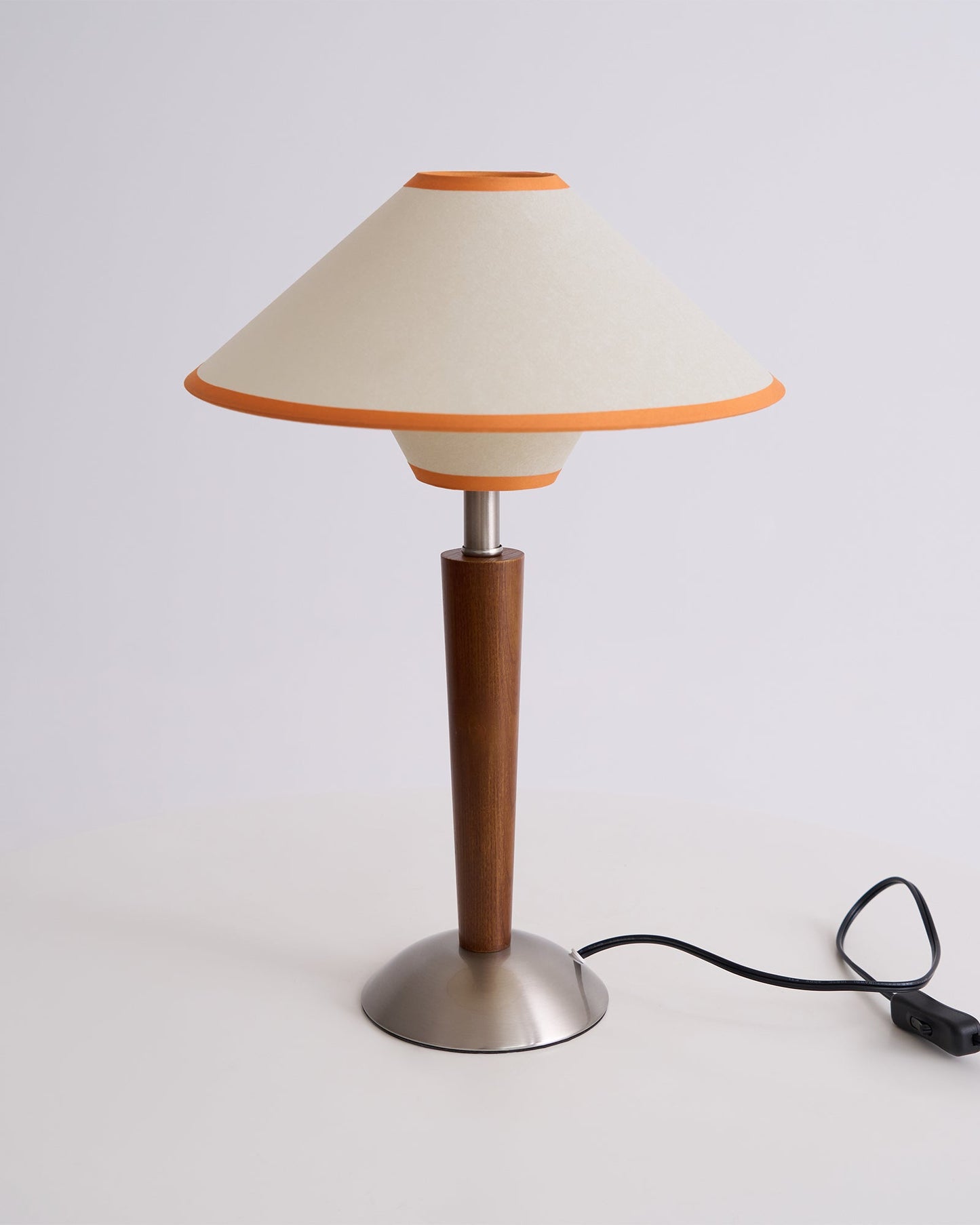 Talonwood Table Lamp | Walnut Wood & Fabric Shade | 30cm Diameter