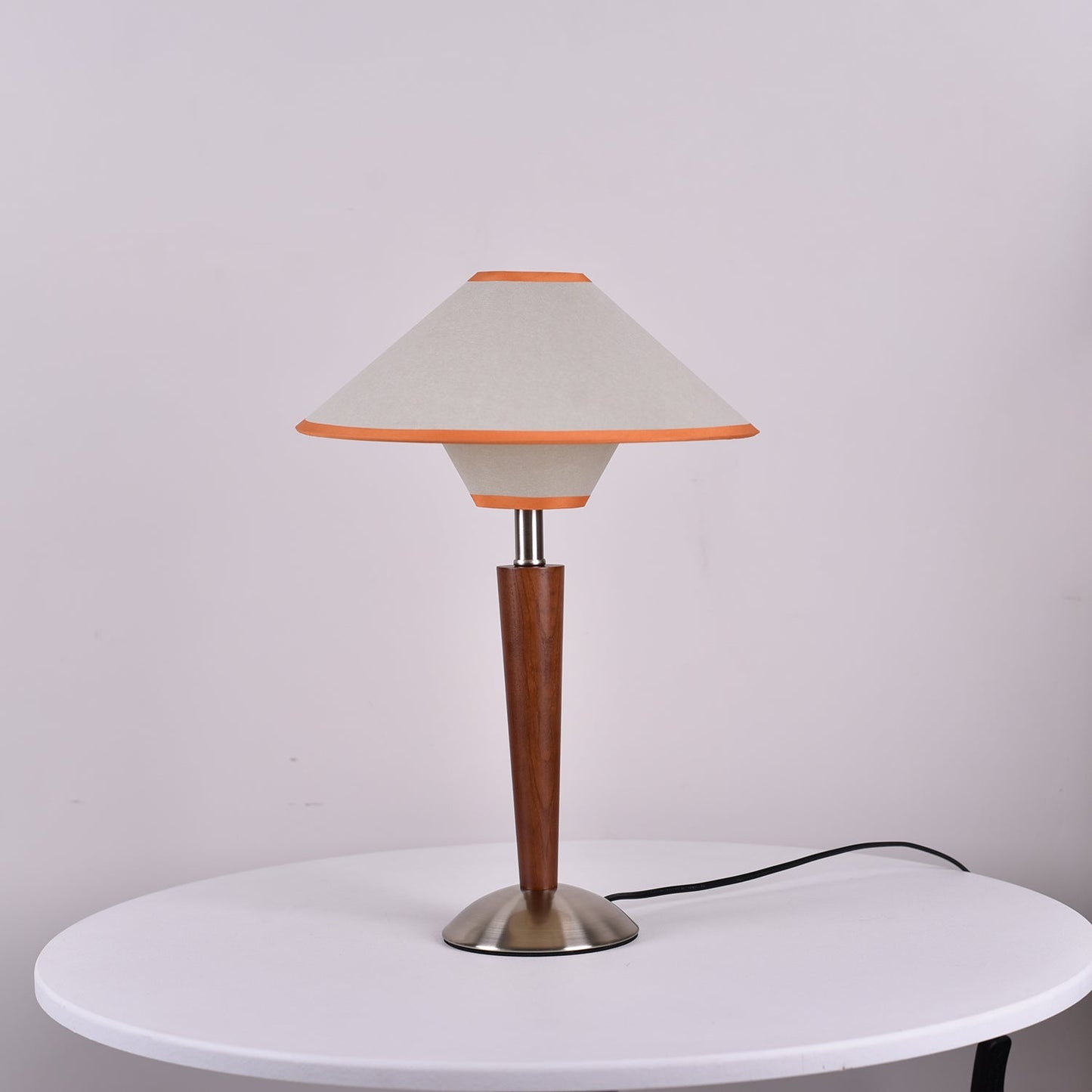 Talonwood Table Lamp | Walnut Wood & Fabric Shade | 30cm Diameter