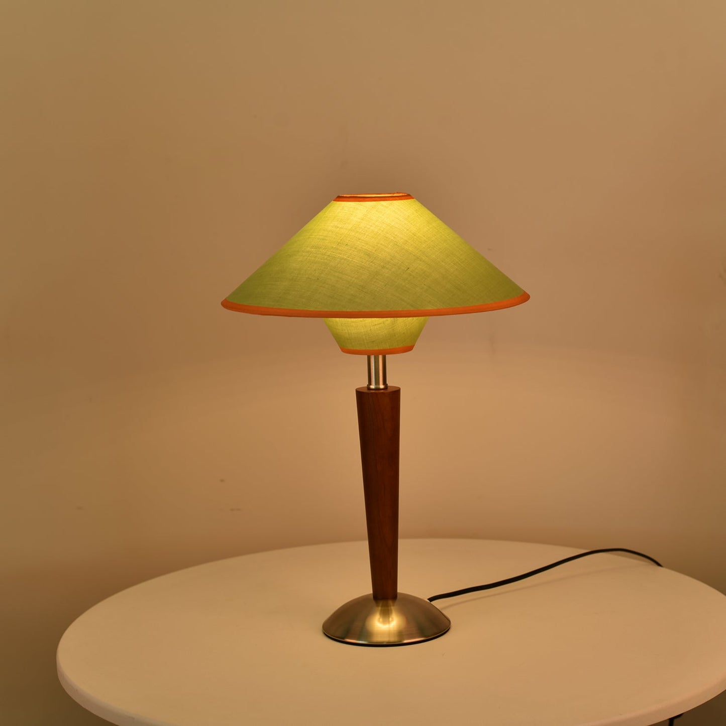 Talonwood Table Lamp | Walnut Wood & Fabric Shade | 30cm Diameter