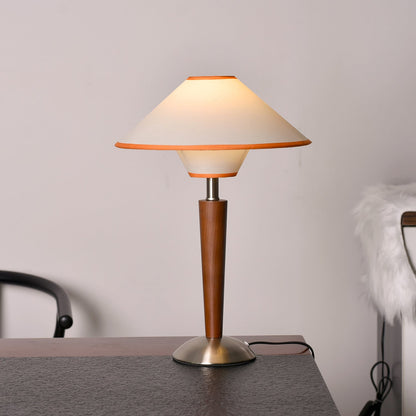 Talonwood Table Lamp | Walnut Wood & Fabric Shade | 30cm Diameter