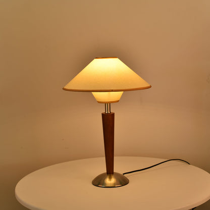 Talonwood Table Lamp | Walnut Wood & Fabric Shade | 30cm Diameter