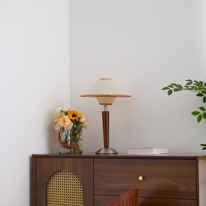 Talonwood Table Lamp | Walnut Wood & Fabric Shade | 30cm Diameter