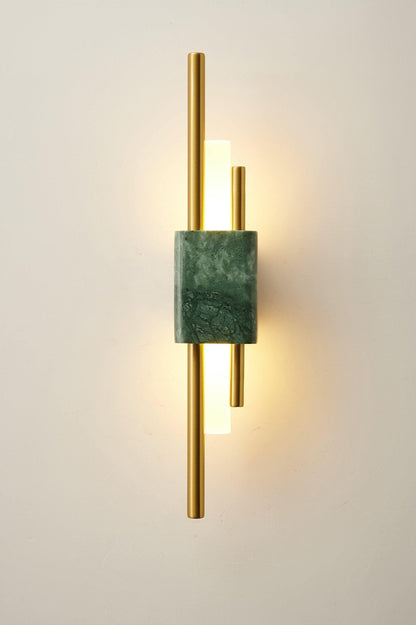 Tanto Wall Light | Brass & Marble | Gold with Green or White Shade