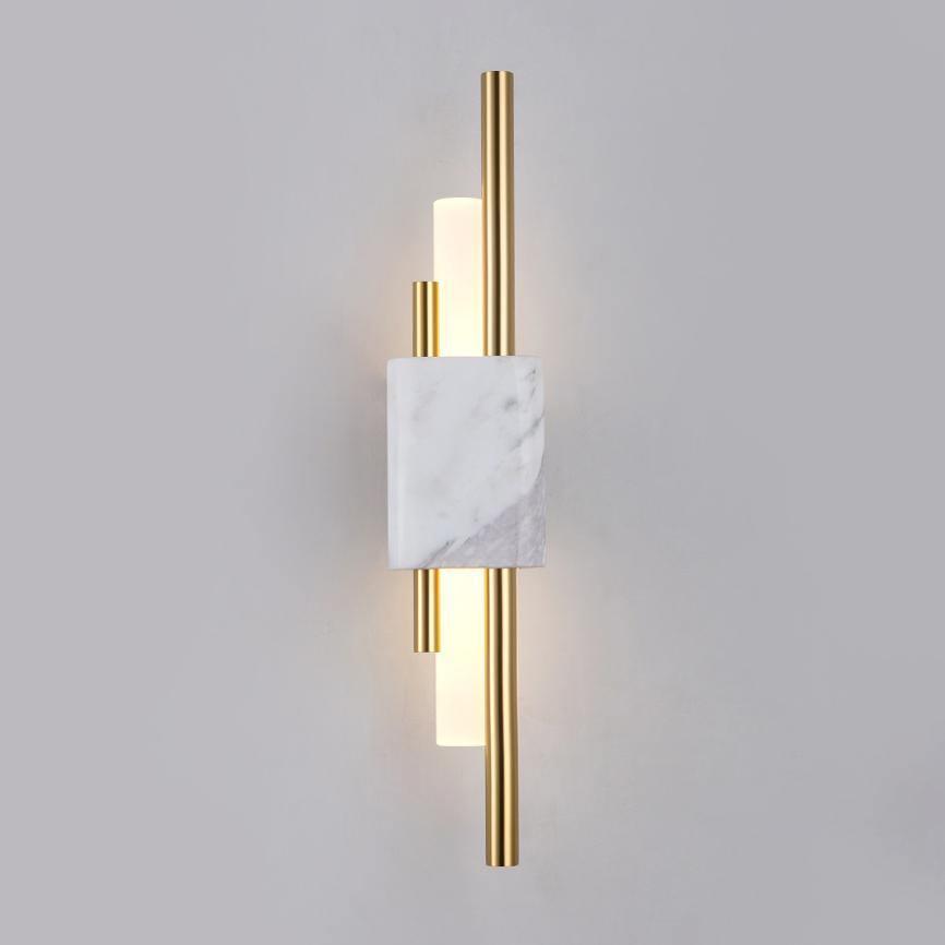 Tanto Wall Light | Brass & Marble | Gold with Green or White Shade