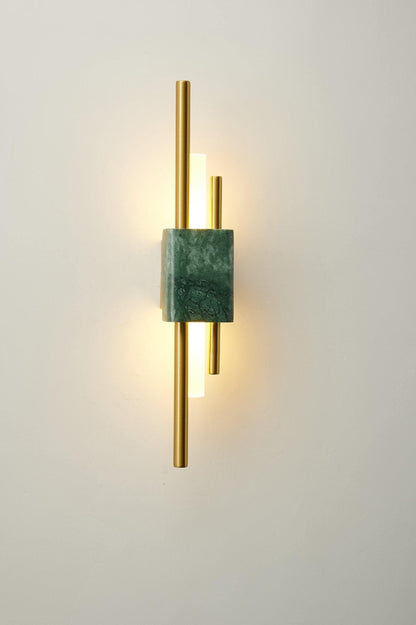 Tanto Wall Light | Brass & Marble | Gold with Green or White Shade