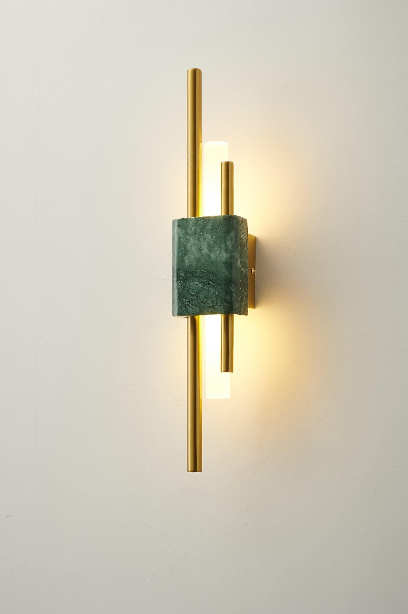 Tanto Wall Light | Brass & Marble | Gold with Green or White Shade