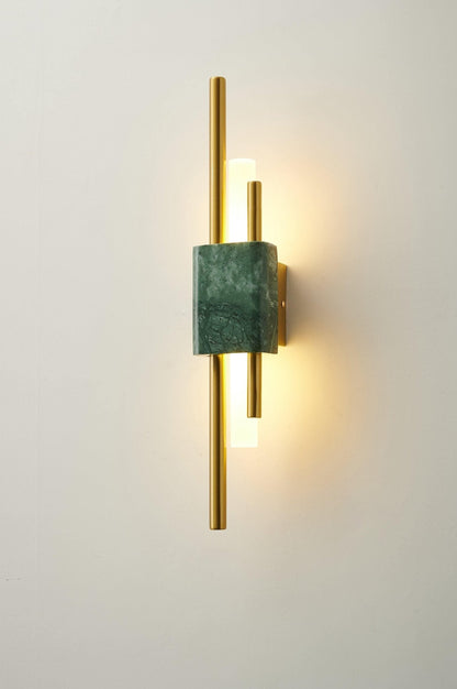Tanto Wall Light | Brass & Marble | Gold with Green or White Shade