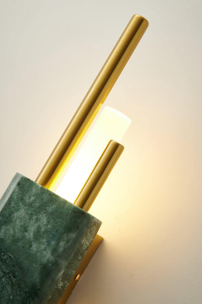 Tanto Wall Light | Brass & Marble | Gold with Green or White Shade