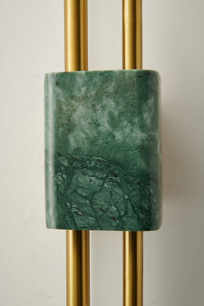 Tanto Wall Light | Brass & Marble | Gold with Green or White Shade
