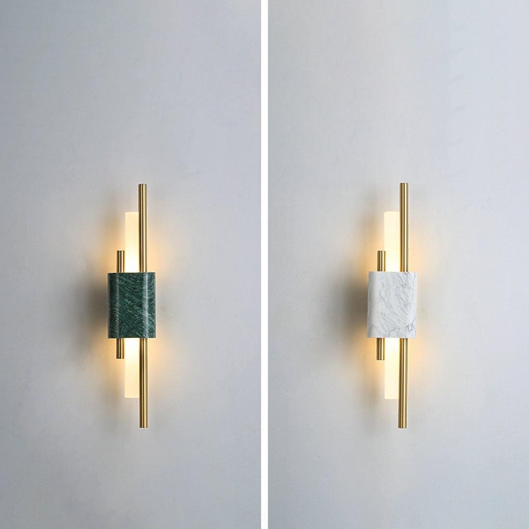 Tanto Wall Light | Brass & Marble | Gold with Green or White Shade