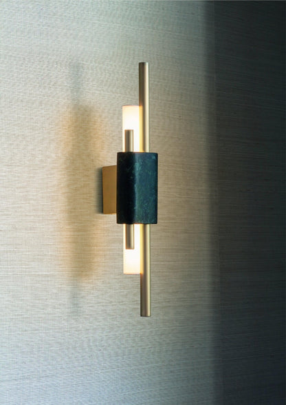 Tanto Wall Light | Brass & Marble | Gold with Green or White Shade