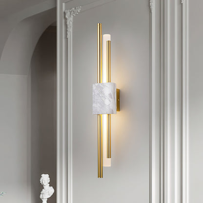 Tanto Wall Light | Brass & Marble | Gold with Green or White Shade