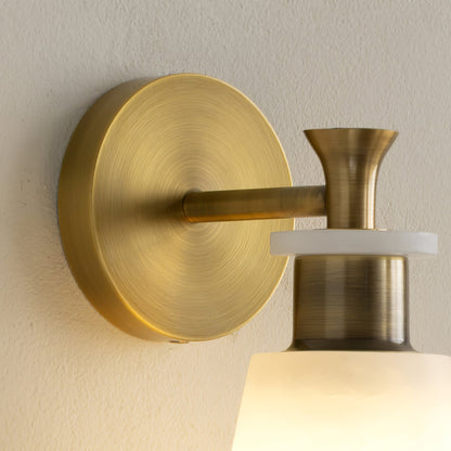 Alabaster Wall Sconce | Snow Alabaster & Brass | 12cm Diameter