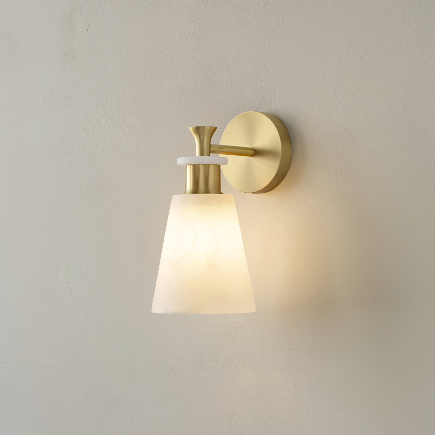 Alabaster Wall Sconce | Snow Alabaster & Brass | 12cm Diameter
