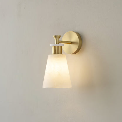 Alabaster Wall Sconce | Snow Alabaster & Brass | 12cm Diameter