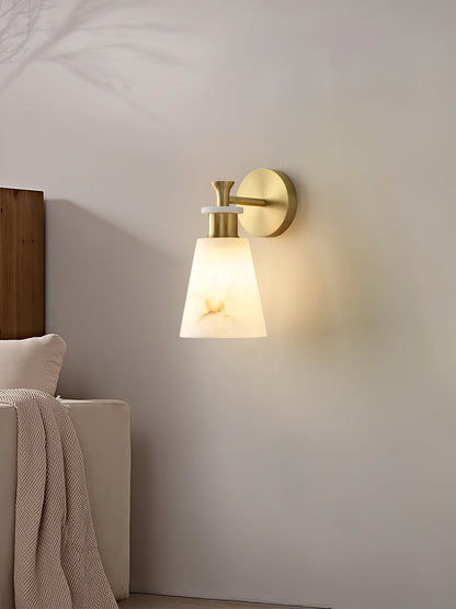 Alabaster Wall Sconce | Snow Alabaster & Brass | 12cm Diameter