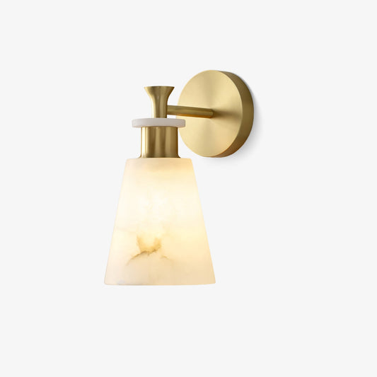 Alabaster Wall Sconce | Snow Alabaster & Brass | 12cm Diameter