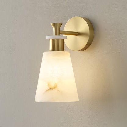 Alabaster Wall Sconce | Snow Alabaster & Brass | 12cm Diameter