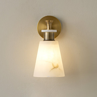 Alabaster Wall Sconce | Snow Alabaster & Brass | 12cm Diameter