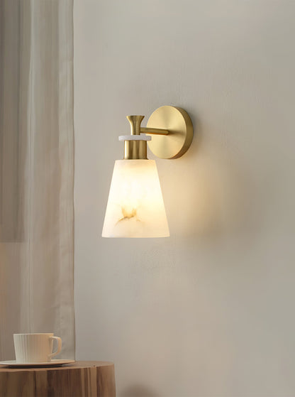Alabaster Wall Sconce | Snow Alabaster & Brass | 12cm Diameter