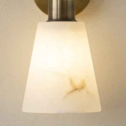 Alabaster Wall Sconce | Snow Alabaster & Brass | 12cm Diameter