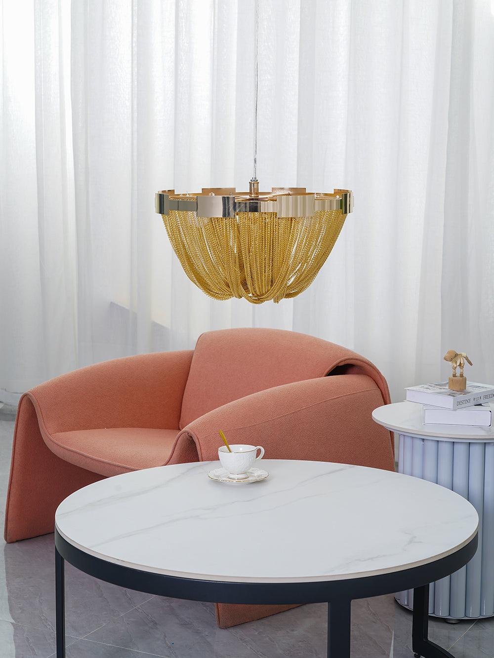 Aluminum Chain Ceiling Light | Modern Metal Design | Gold & Silver Options