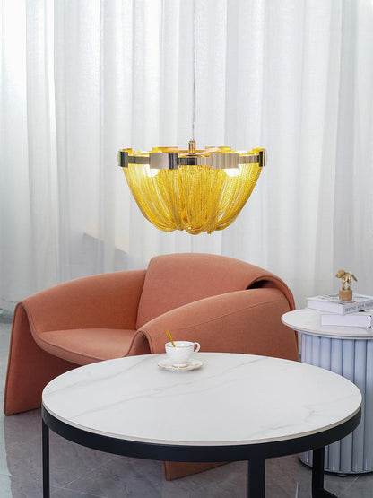 Aluminum Chain Ceiling Light | Modern Metal Design | Gold & Silver Options