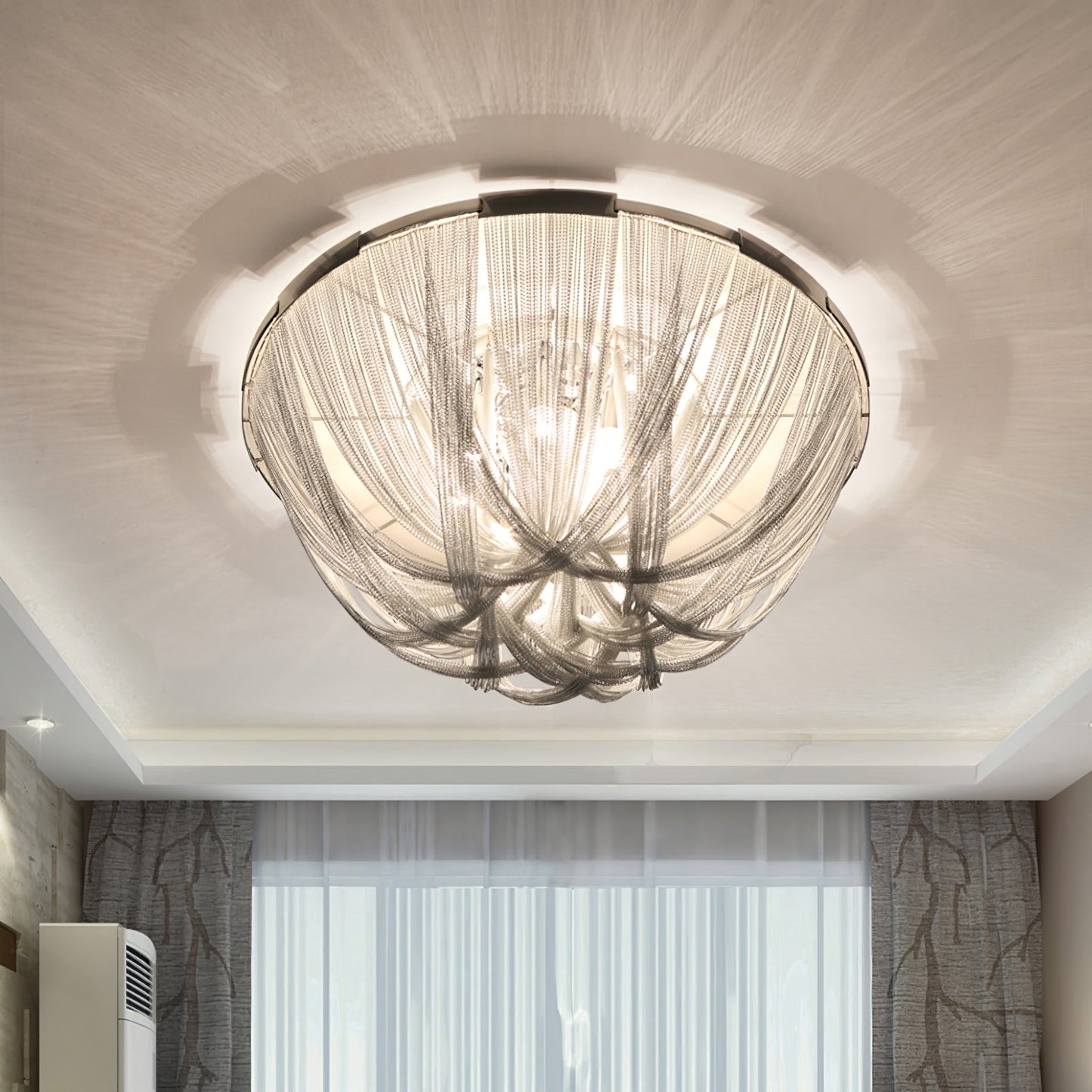Aluminum Chain Ceiling Light | Modern Metal Design | Gold & Silver Options