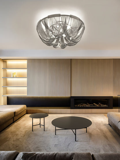 Aluminum Chain Ceiling Light | Modern Metal Design | Gold & Silver Options
