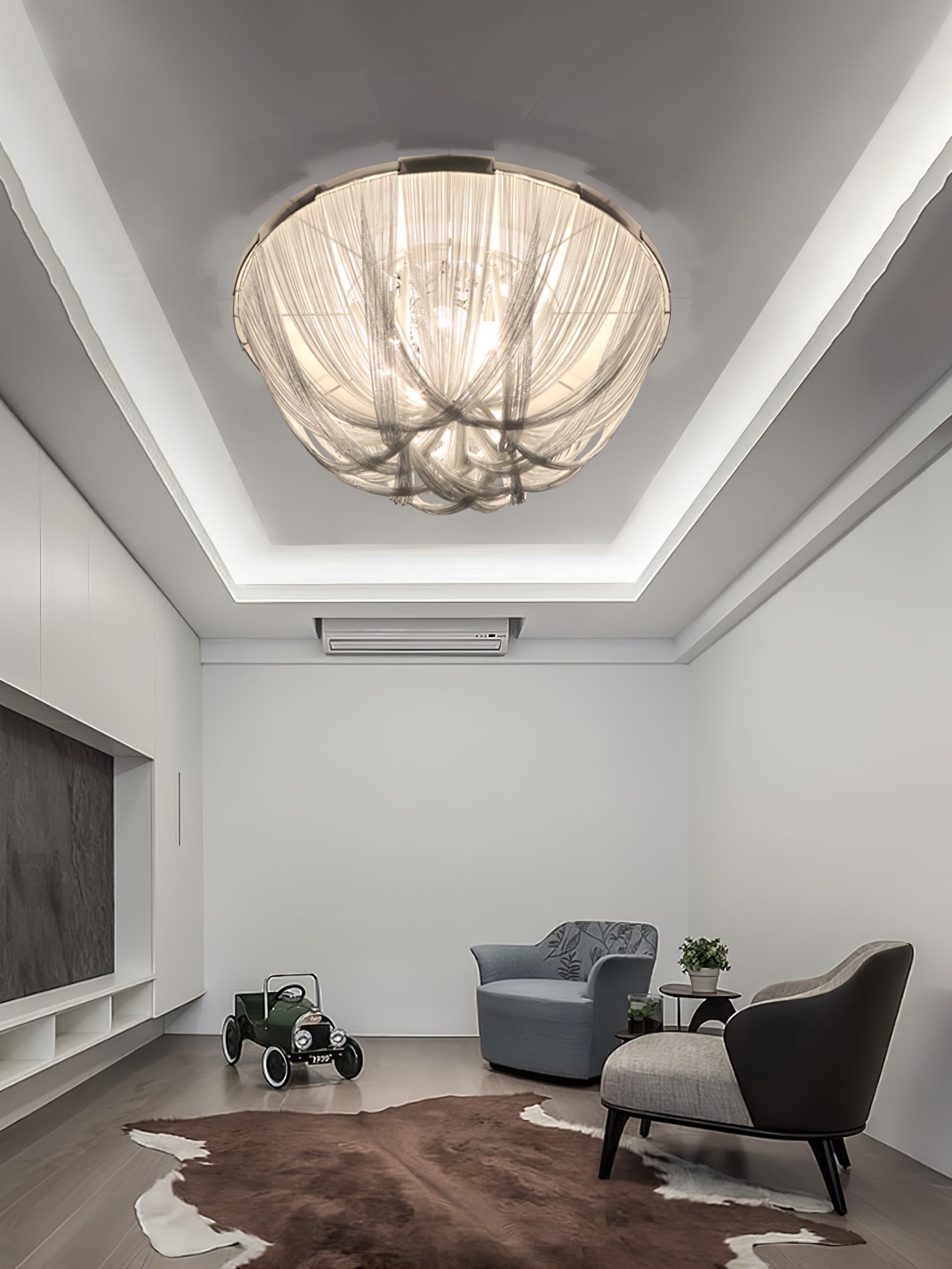 Aluminum Chain Ceiling Light | Modern Metal Design | Gold & Silver Options