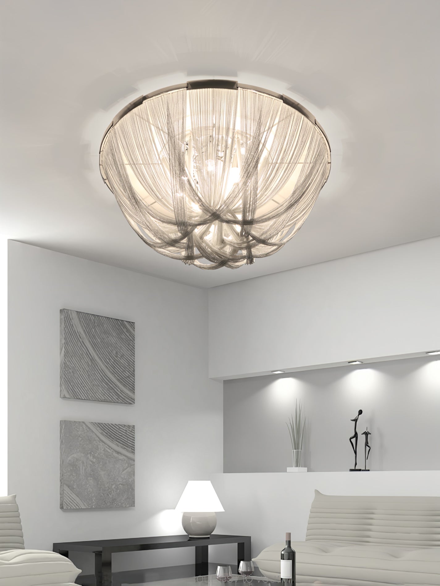 Aluminum Chain Ceiling Light | Modern Metal Design | Gold & Silver Options