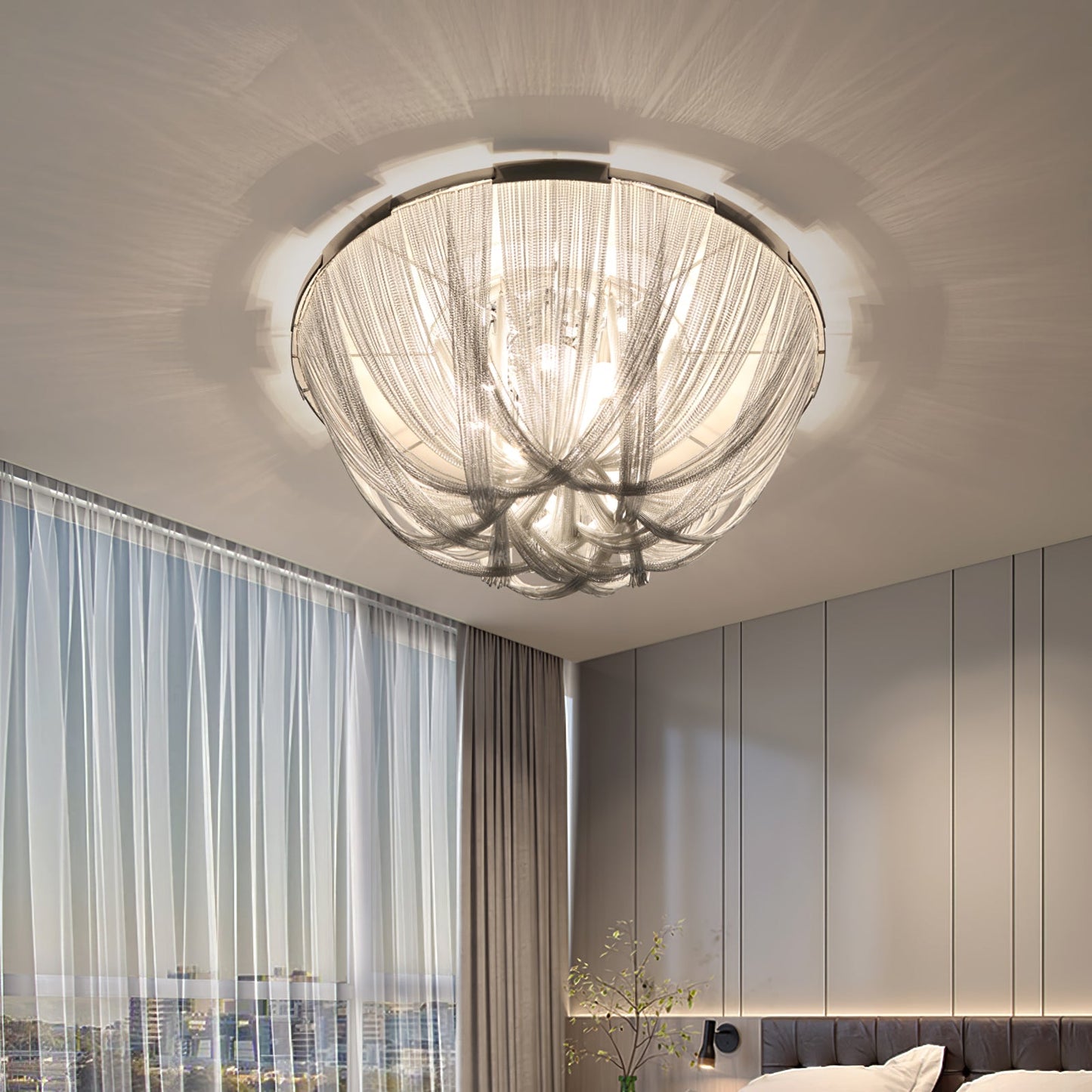 Aluminum Chain Ceiling Light | Modern Metal Design | Gold & Silver Options