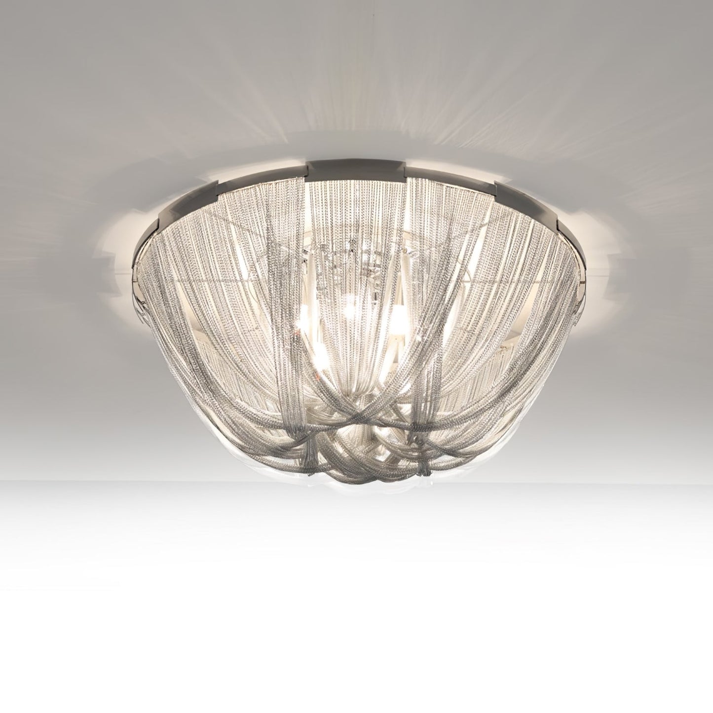Aluminum Chain Ceiling Light | Modern Metal Design | Gold & Silver Options