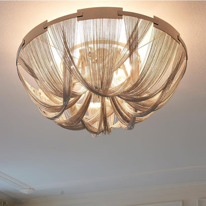Aluminum Chain Ceiling Light | Modern Metal Design | Gold & Silver Options