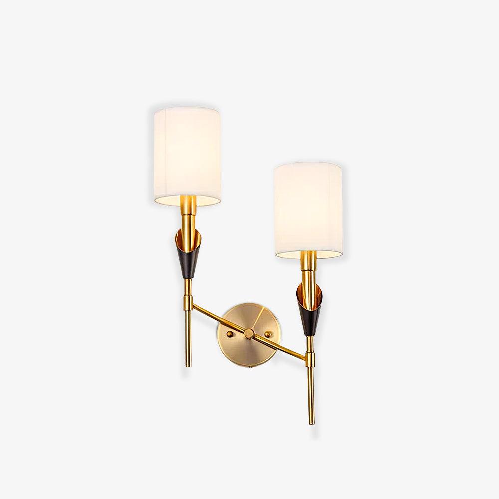 Tate Wall Lamp Set | Metal & Fabric | Gold & White