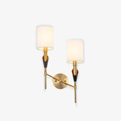Tate Wall Lamp Set | Metal & Fabric | Gold & White