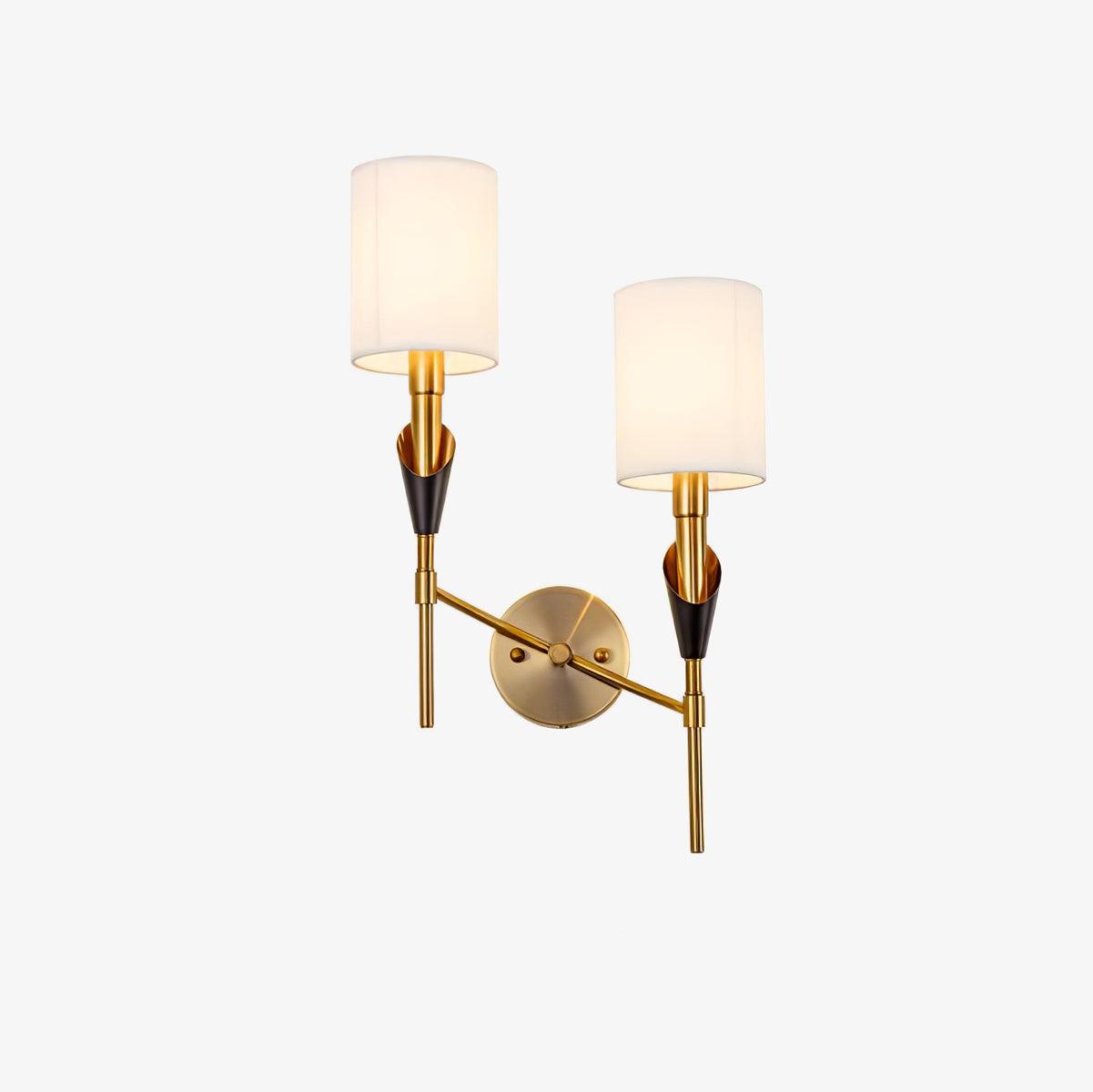 Tate Wall Lamp Set | Metal & Fabric | Gold & White