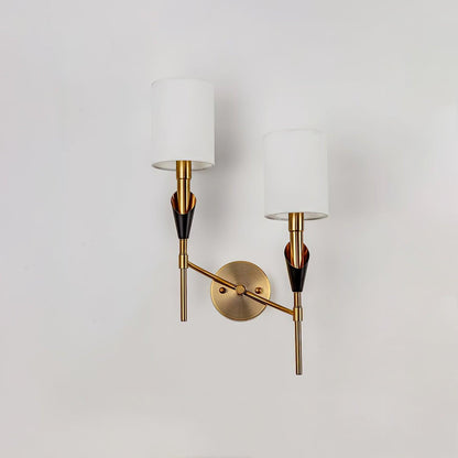 Tate Wall Lamp Set | Metal & Fabric | Gold & White