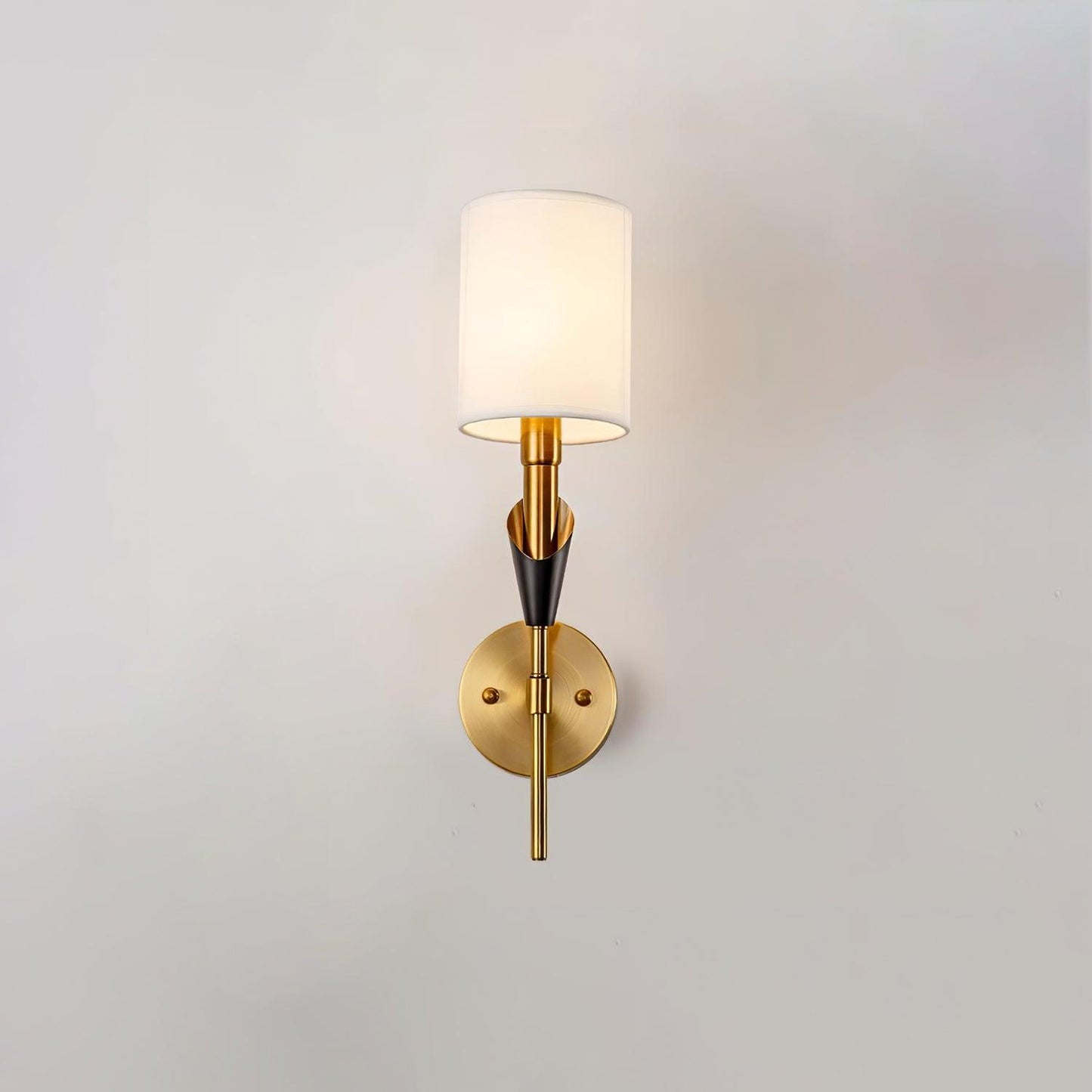 Tate Wall Lamp Set | Metal & Fabric | Gold & White