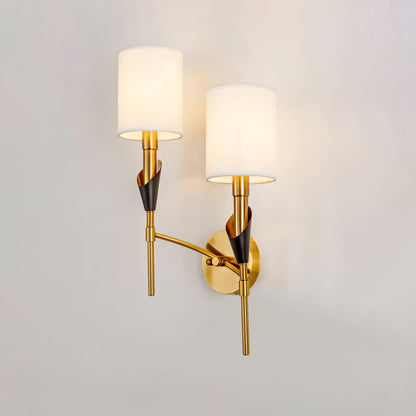 Tate Wall Lamp Set | Metal & Fabric | Gold & White
